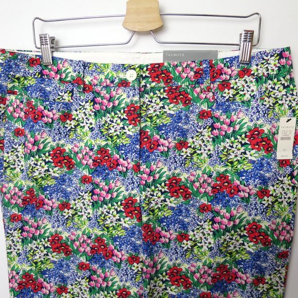 Talbots Perfect Skimmer Floral Capri Pant Size 12 - Picture 5 of 11